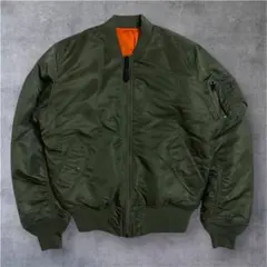 【美品】アルファインダストリーズ MA-1 フライト ジャケット カーキ 短丈