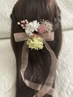髪飾り　ライトグリーン 白 ローズリボンC-107 卒業式髪飾り　結婚式髪飾
