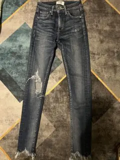 ダメージ加工 ダークブルースキニーデニム