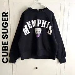 美品❗️ CUBE SUGER リメイク風 ロゴ ラグラン プルオーバースウェット