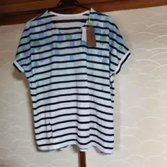 myke 半袖 Tシャツ ボーダー ドロップ柄