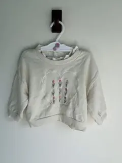 90サイズ　起毛無し　花刺繍　トレーナー