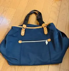 値下げ中！　美品　トートバッグ　2way ナイロン　合皮　紺　ネイビー　大容量