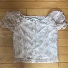 NICE CLAUP パフスリーブ刺繍レースブラウス 〔お値下げ考慮します〕