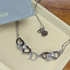 クリスチャンディオール　ネックレス　ヴィンテージ　ハート　ラインストーン　保存袋