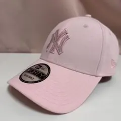 ニューエラ 店頭品薄品NY 9FORTY ピンク キャップ ラインストーン