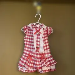 ☆やぎじょん様専用お値下げ犬服 赤と白のチェック柄 フリル付き訳アリ☆
