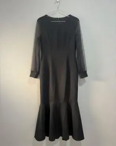 Vネックシアースリーブマーメイドワンピース 骨スト