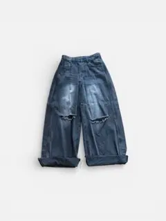 ダメージデニムワイドパンツ