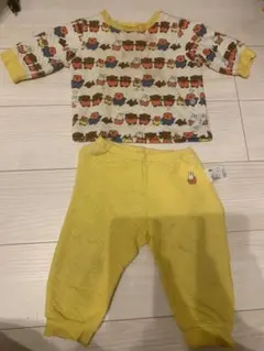 ミッフィー柄 ベビーパジャマ イエロー　キルトパジャマ