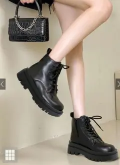 GRL 厚底レースアップレザーブーツ BK 24.5cm ci384のサムネイル