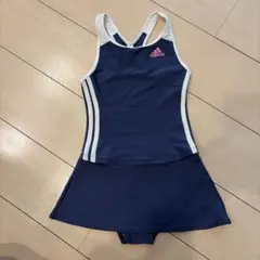 adidas 女の子用 水着 110cm ネイビー