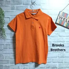 ブルックスブラザーズ 半袖ポロシャツ 刺繍ロゴ 鹿の子 オレンジ 鮮やか 綿