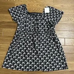 【新品】メルローズクレール　幾何学模様　半袖チュニック　黒.白.青　サイズ11号