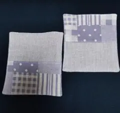 【現品限り】パッチワーク布コースター 2枚セット①【ハンドメイド】