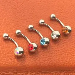 5個　14G シャフト10mm へそピアス ヘソピ ネイブル　バナナバーベル