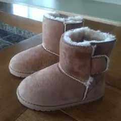 キャメル スエード ファー付きブーツ19cm