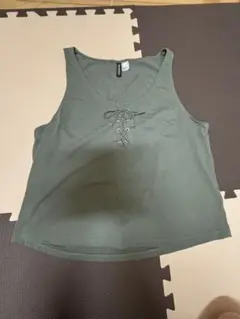 H&M オリーブグリーン タンクトップ L