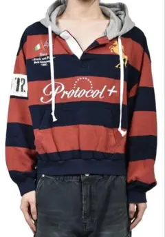 Protocol Index STRIPE POLO HOODIE / RED - メルカリ