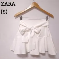 ZARA ザラ ウエストリボン ミニキュロットスカート ストレッチ 4のサムネイル