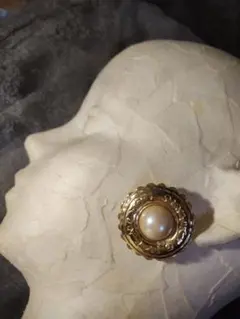 ヴィンテージ ジバンシー ロゴ レース パール ゴールド イヤリング