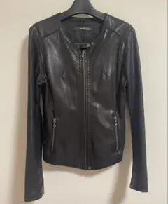 Haruf 本革ゴートレザー シングルライダースジャケット レディース 黒 Ｍ