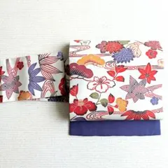 名古屋帯 九寸 型染め 全通柄 松竹梅 未使用 美品 アイボリー sh0151のサムネイル