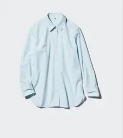 美品✨ユニクロ コットンストライプシャツ Mサイズ　水色