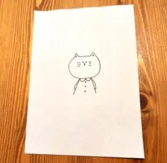お洋服を着た猫のイラスト シンプルデザイン　　　手書き　ボールペン画