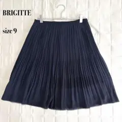 .BRIGITTE プリーツスカート 9号 ネイビー フレア 膝丈 上品のサムネイル