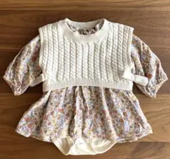 ベビー ワンピース セーター風 花柄