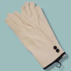 21～22●新品●手袋 ストレッチ 滑り止め ボタン ベージュ