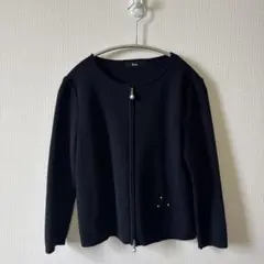 ルネ　RENE 黒ジップアップ長袖カーディガン34