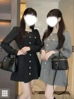 GRL ツイードフレアミニワンピース