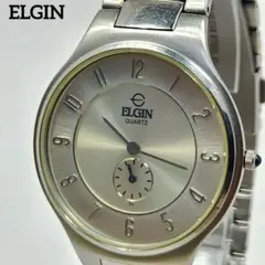 エルジン　ドレスウォッチ　薄型　クォーツ腕時計　メンズ　稼働品　新品電池のサムネイル
