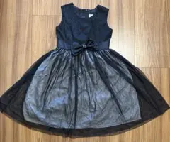 マザウェイズドレス黒ブラックワンピース　130センチ発表会卒園式新品白靴下つき