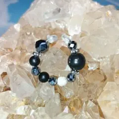 天然石❥H＆E社アゼツライト❦ テラヘルツ鉱石✧ヒマラヤ水晶 指輪