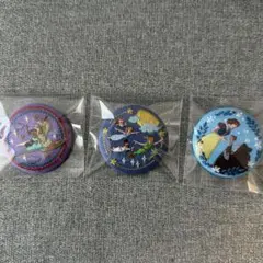 刺繍缶バッジ　ディズニー　ピーターパン　アラジン　白雪姫3種セット