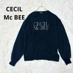 セシルマクビー 長袖スウェット トレーナー ロゴ ビジュー カジュアル おしゃれ