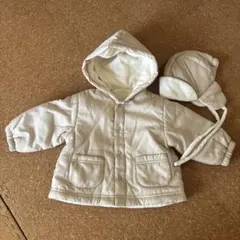 無印良品　ベージュフード付きジャンパー　耳当て付き帽子