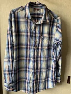 Hush Puppies チェック柄 長袖シャツ ブルー系 M 美品商品のサムネイル
