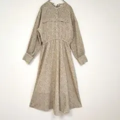 ehka sopo　きりまる花柄シャツワンピース 長袖 Ｆ ベージュ