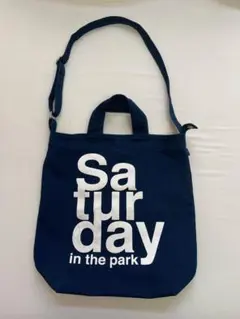 BAGGU 2way トートバッグ　キャンバス　ショルダー 紺のサムネイル