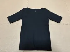 【最終価格❗️】神戸レタス 岡部あゆみさんコラボ ブラック リブニット 五部袖