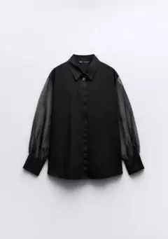ZARA コントラストオーガンザシャツ