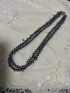 グレー 淡水パール 二重ネックレス