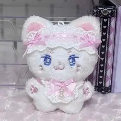 ぬい服 10cm 韓国 ヘッドドレス 前掛け ピンク 10cmぬい 【E10】