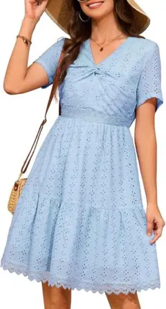 特別価格⭐️DRESSTELLS ⭐️水色 ひざ丈ワンピース 半袖　Mサイズ