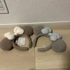 ディズニー　カチューシャ　もこもこ　ボア　リボン　ミニー　2個セット