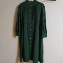 チャオパニック　袖と胸元のプリーツが可愛い シャツワンピース